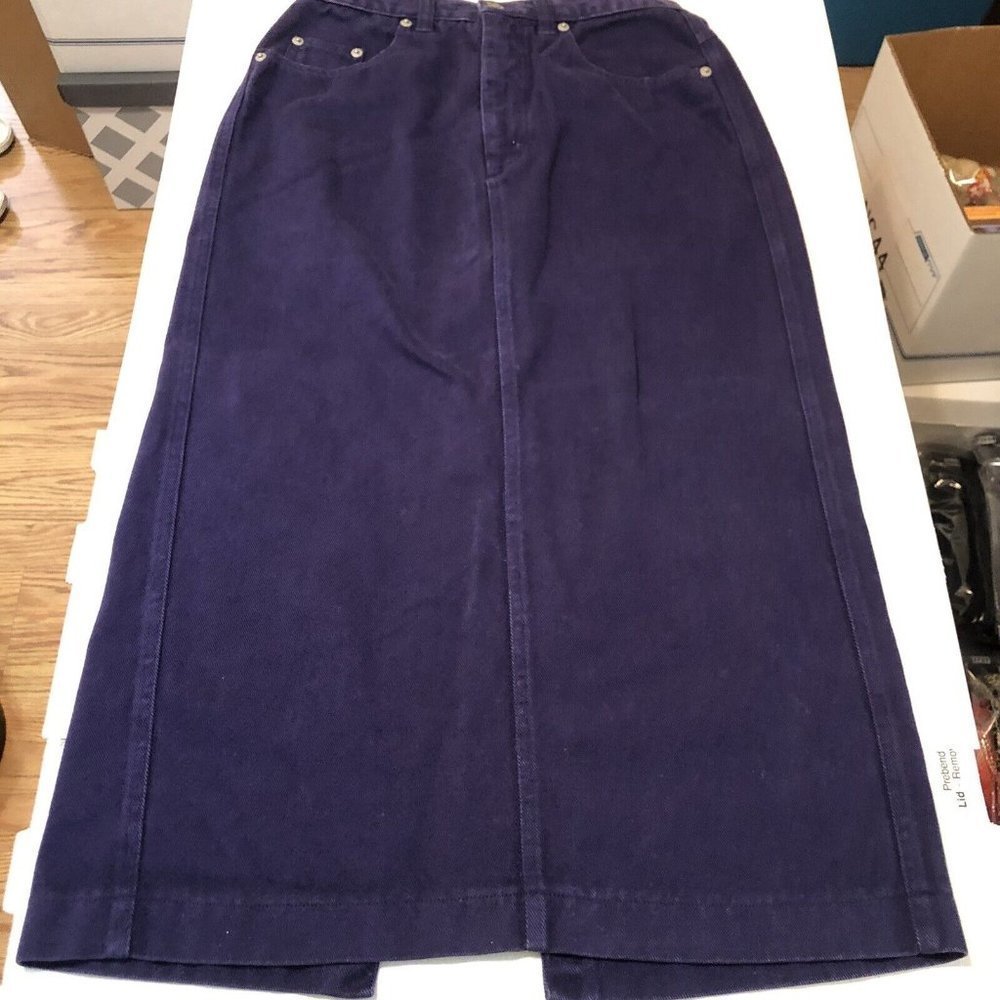 VTG J.G. Hooks Jeanswear demin skirt Long maxi open slit size 9 blue/purple